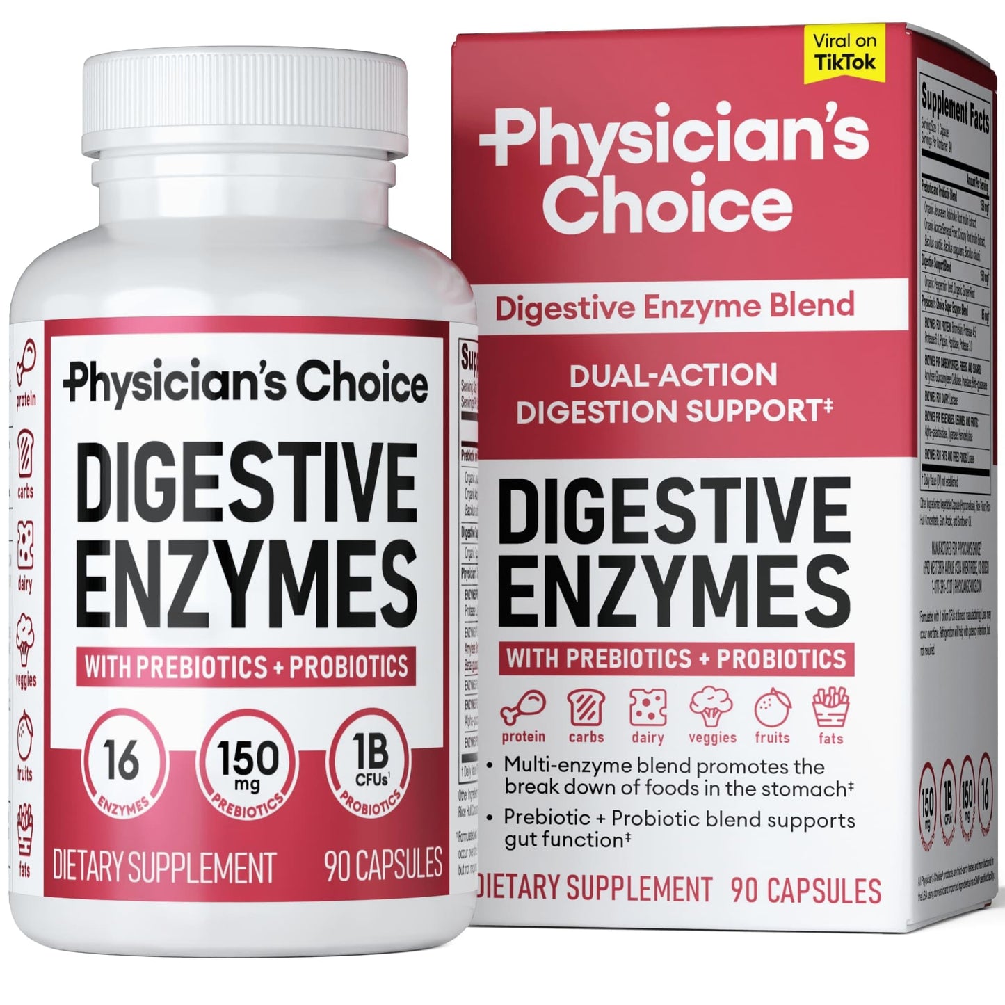 Physician's CHOICE Digestive Enzymes - Multi Enzymes, Organic Prebiotics & Probiotics