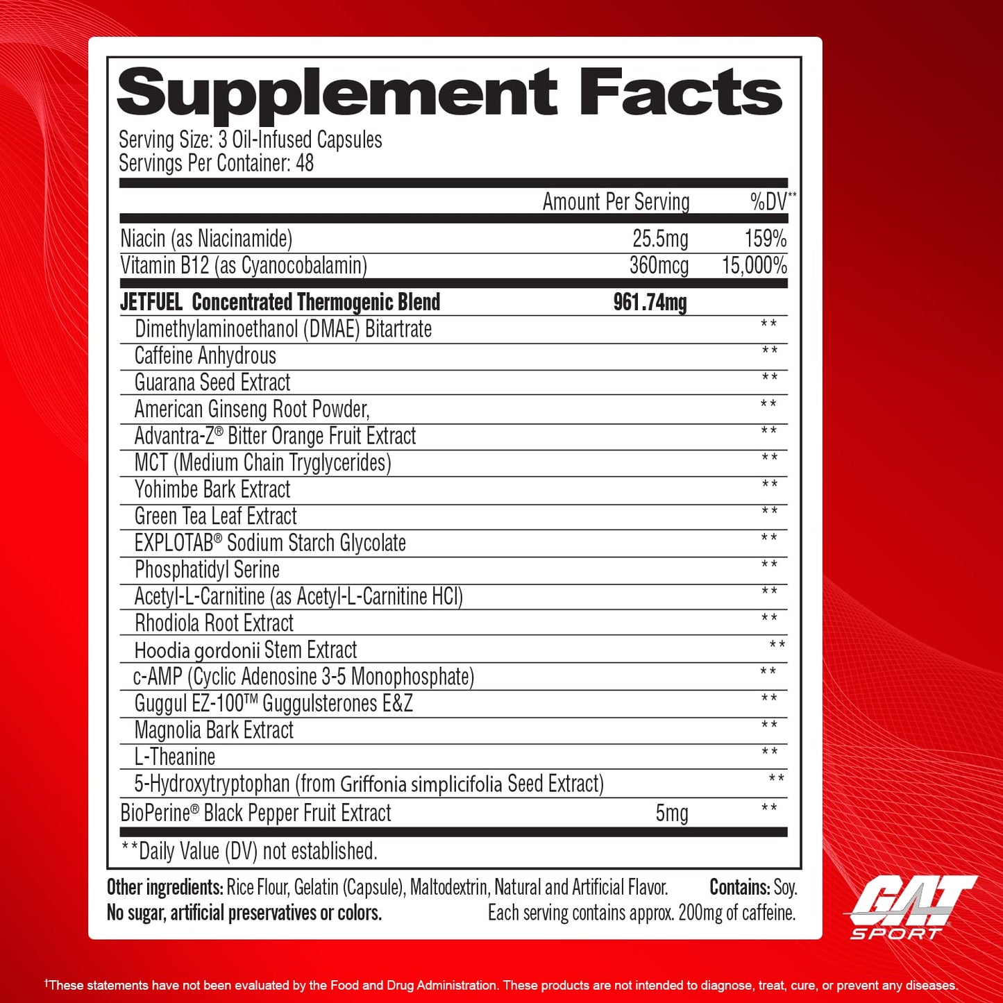 GAT Sport JetFuel Original - Weight Loss Supplement, Energy Booster, Fat Burner, Appetite