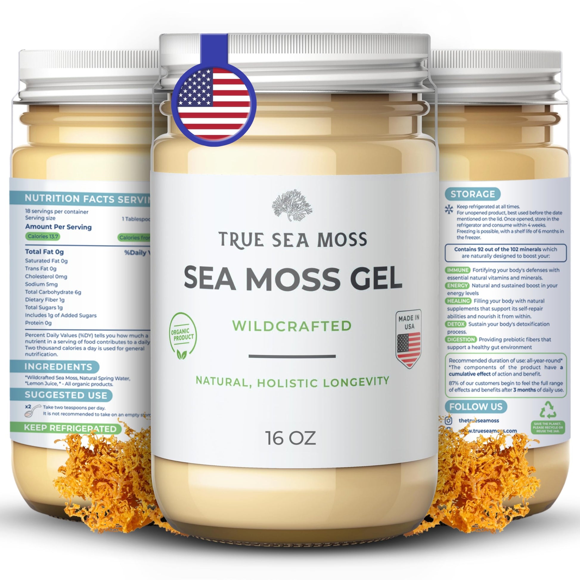 TrueSeaMoss Wildcrafted Irish Sea Moss Gel – Nutritious Raw Seamoss Rich in Minerals