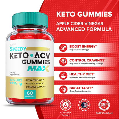 (2 Pack) Speedy Keto ACV Gummies Maximum Strength, Speedy Keto Plus ACV Gummies