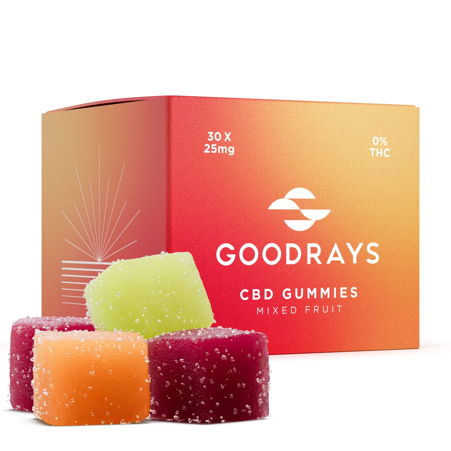 Goodrays - CBD Gummies - High Strength 30 x 25mg Mixed Fruits CBD Edibles 