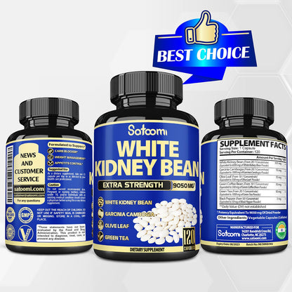 6in1 White Kidney Bean Extract Capsules 9050 Mg - with Garcinia Cambogia, Olive Leaf