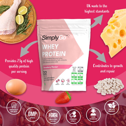 SimplyGo Whey Protein Powder | 900g | Simply Add 30g to Water, Juice or Shakes