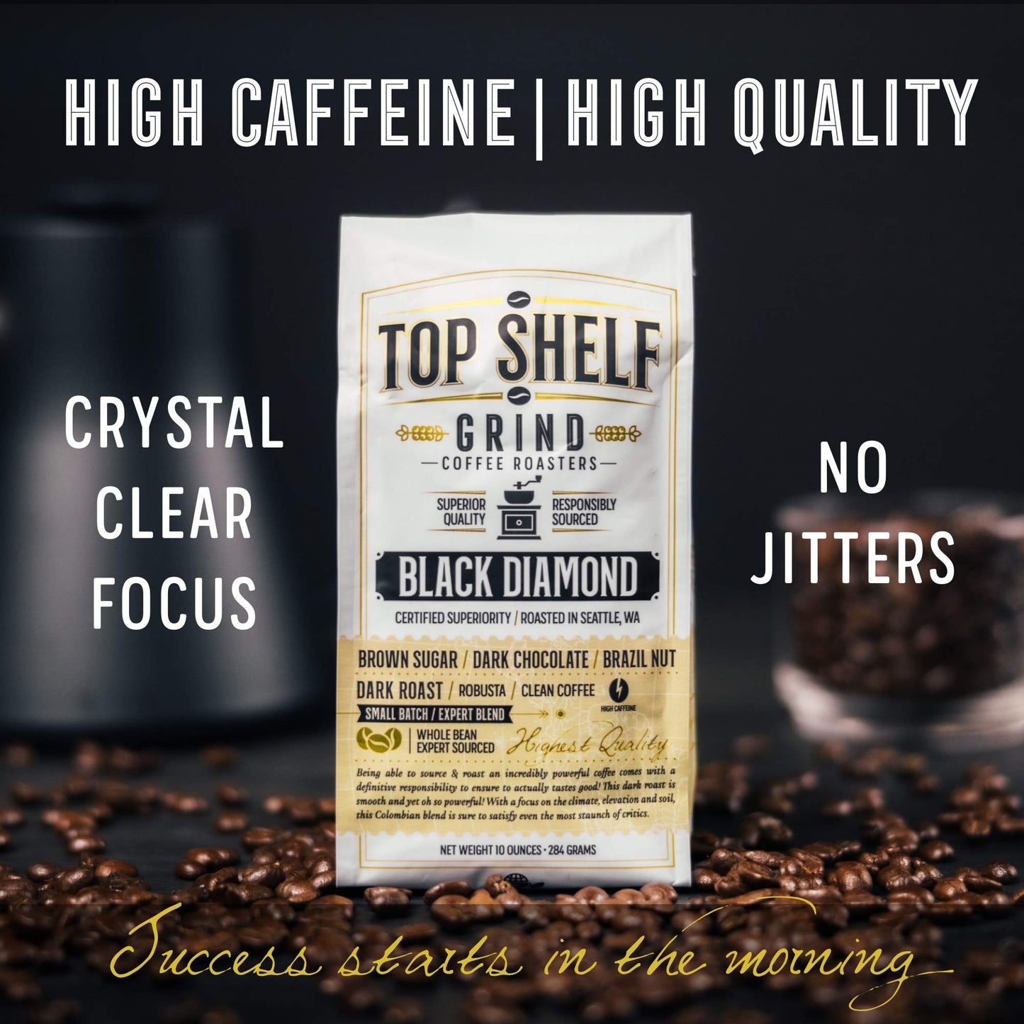 The Best High Caffeine Dark Roast Whole Bean Black Coffee, Extra Strong