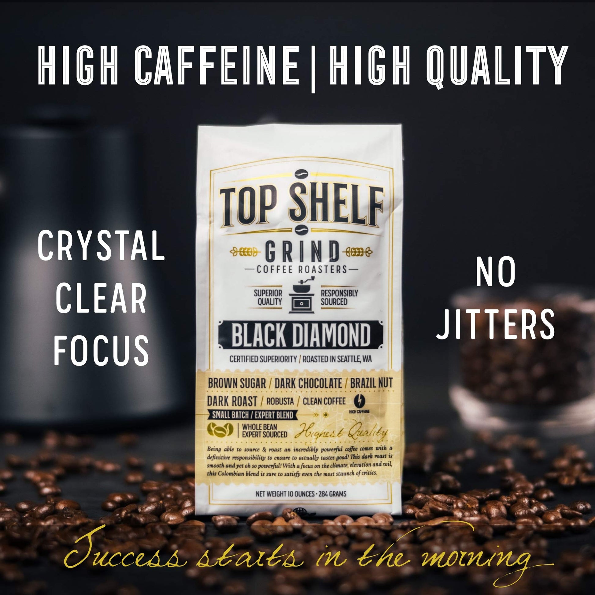 The Best High Caffeine Dark Roast Whole Bean Black Coffee, Extra Strong