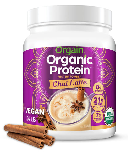 Orgain Organic Vegan Protein Powder, Chai Latte - 21g Plant Based Protein, Gluten Free