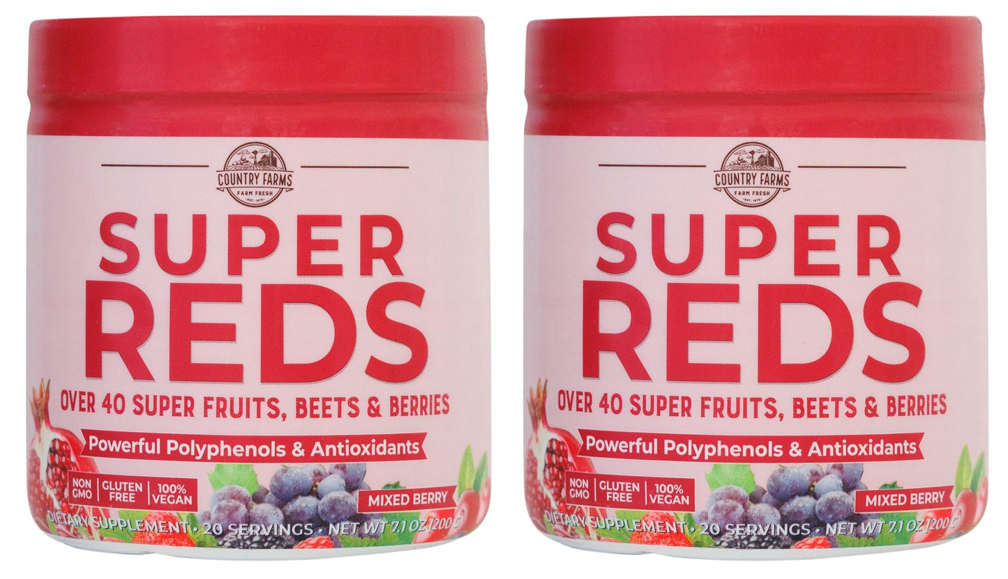 COUNTRY FARMS Super Reds, Energizing Polyphenol Superfood, Over 40 Super Fruits 