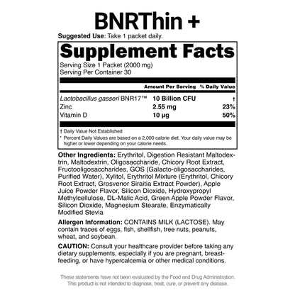 BNRThin Plus, Weight Management Probiotic Powder, 10 Billion CFU Guaranteed, Lactobacil