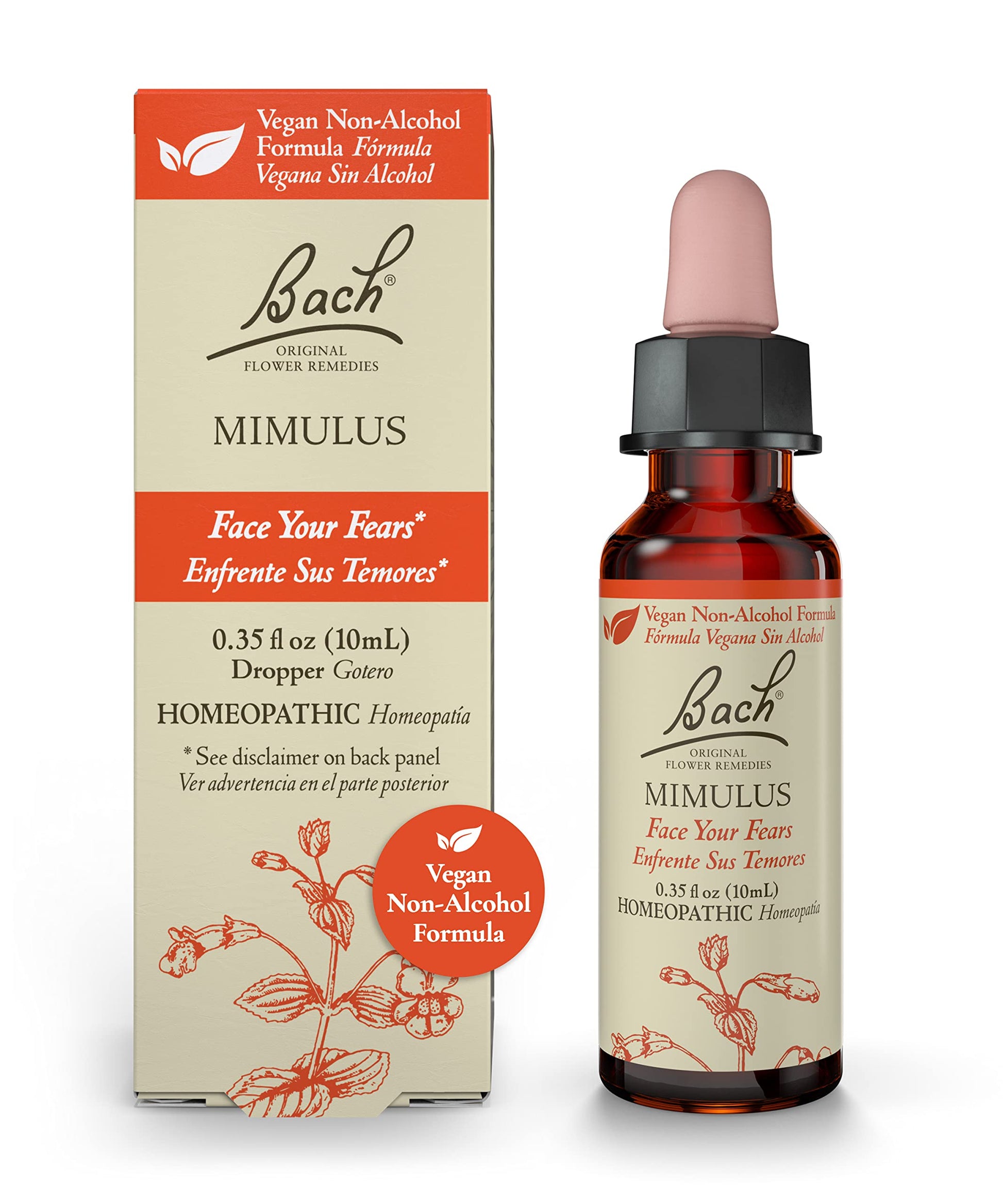 Bach Original Flower Remedies, Mimulus for Facing Fears (Non-Alcohol Formula), Natural Homeopathic