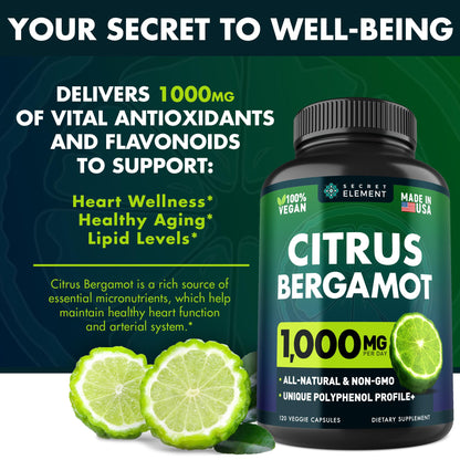 Citrus Bergamot Extract 1000mg - Citrus Bergamot Supplement for Heart, Immune System