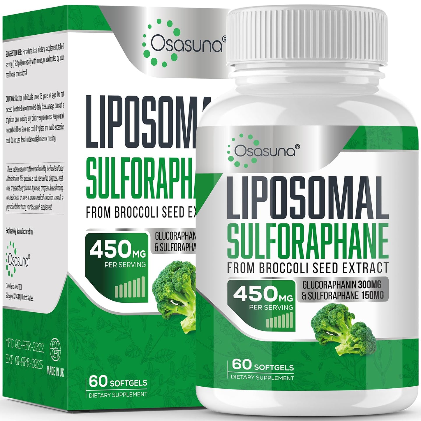 Osasuna Liposomal Sulforaphane 450MG, Maximum Absorption, Glucoraph