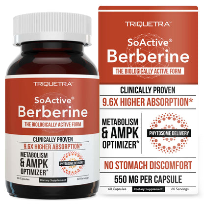 SoActive Berberine 550mg: 9.6X Higher Absorption, Clinically Proven Most Effective 