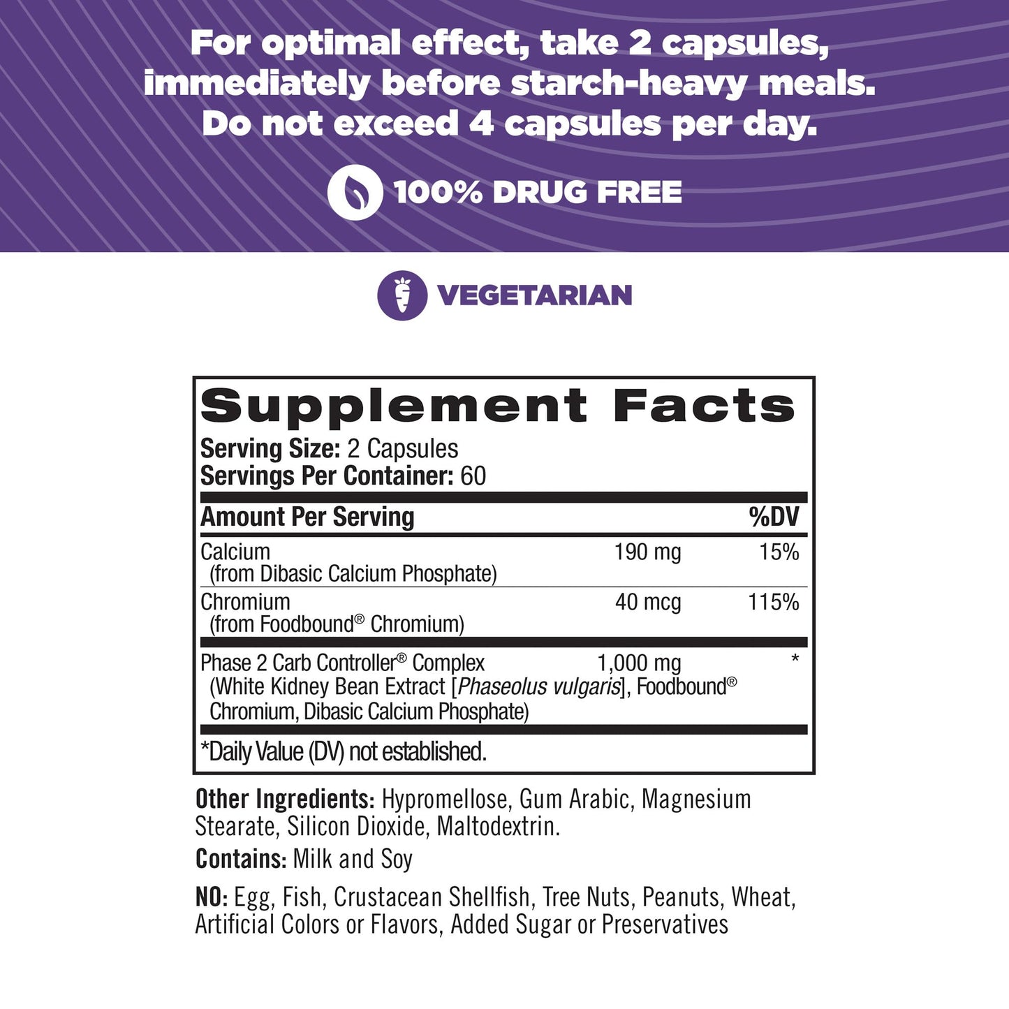 Natrol Carb Intercept Capsules with White Kidney Bean Extract - Controls Carbs, Metabolize