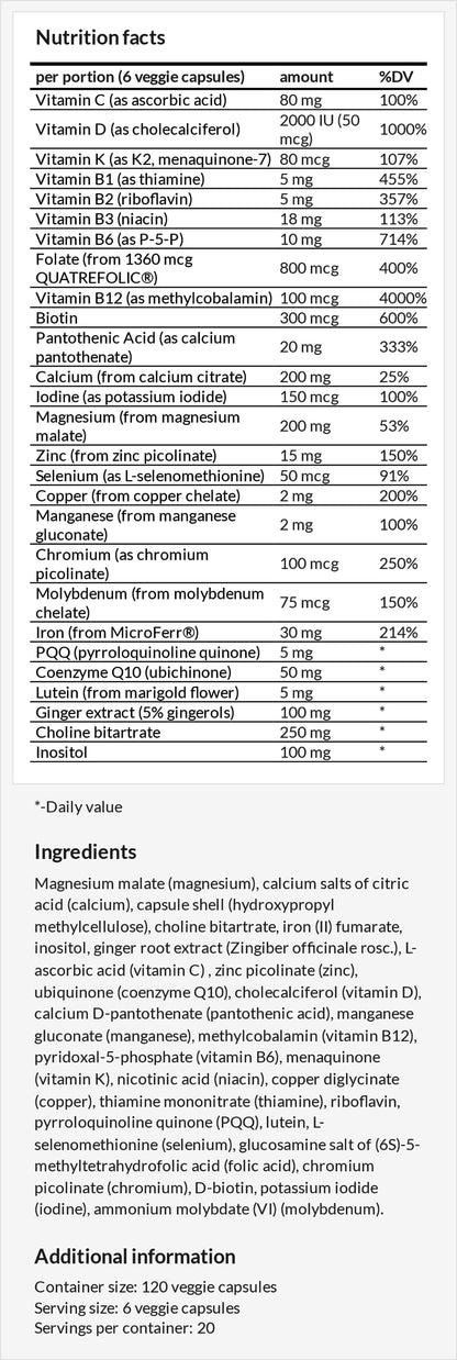 APOLLO'S HEGEMONY Diamond Prenatal Multivitamin with Ginger, CoQ10, Myo-Inositol, Quatrefolic®