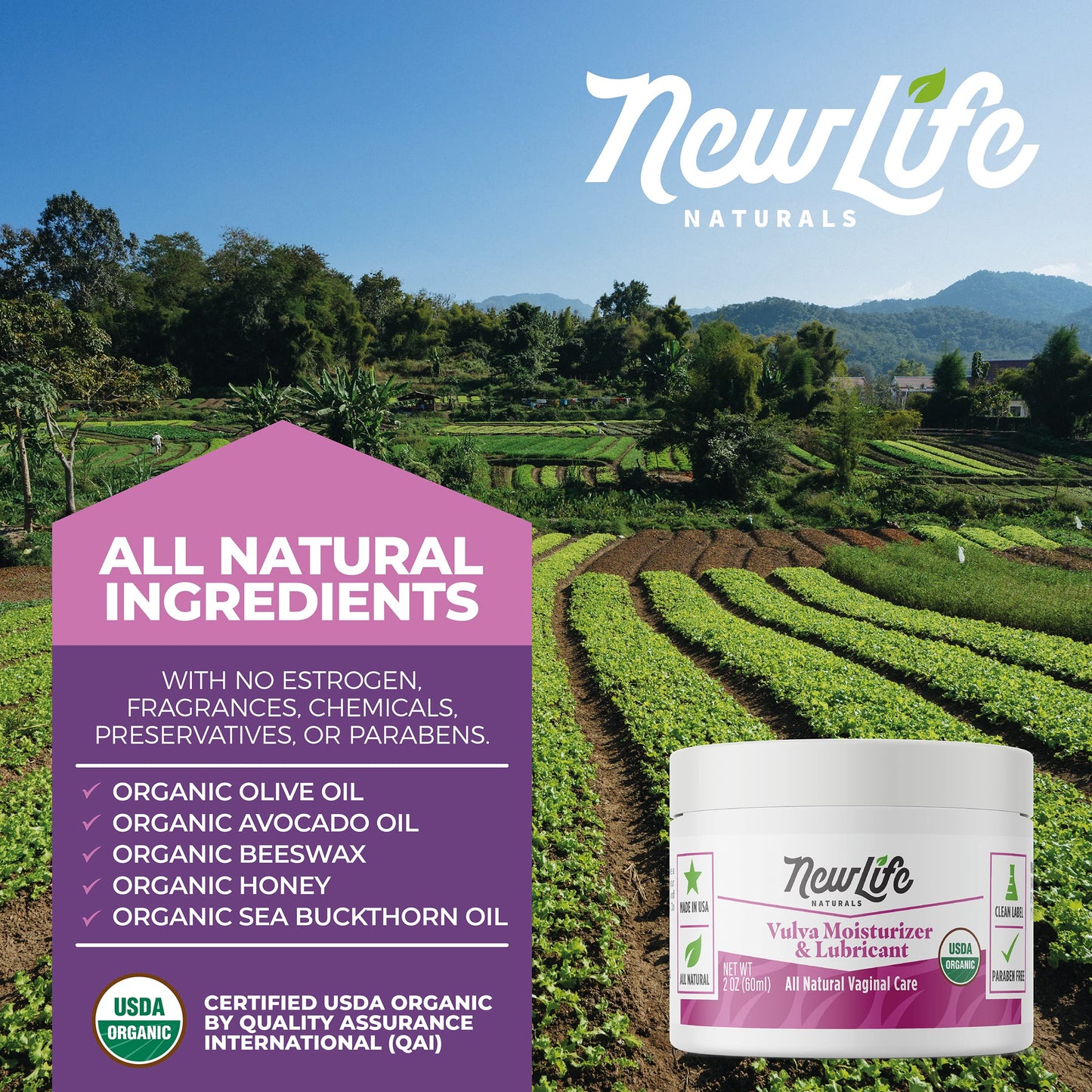 NewLife Naturals Organic Vulva Cream - Vaginal Moisturizer - Intimate Feminine Care