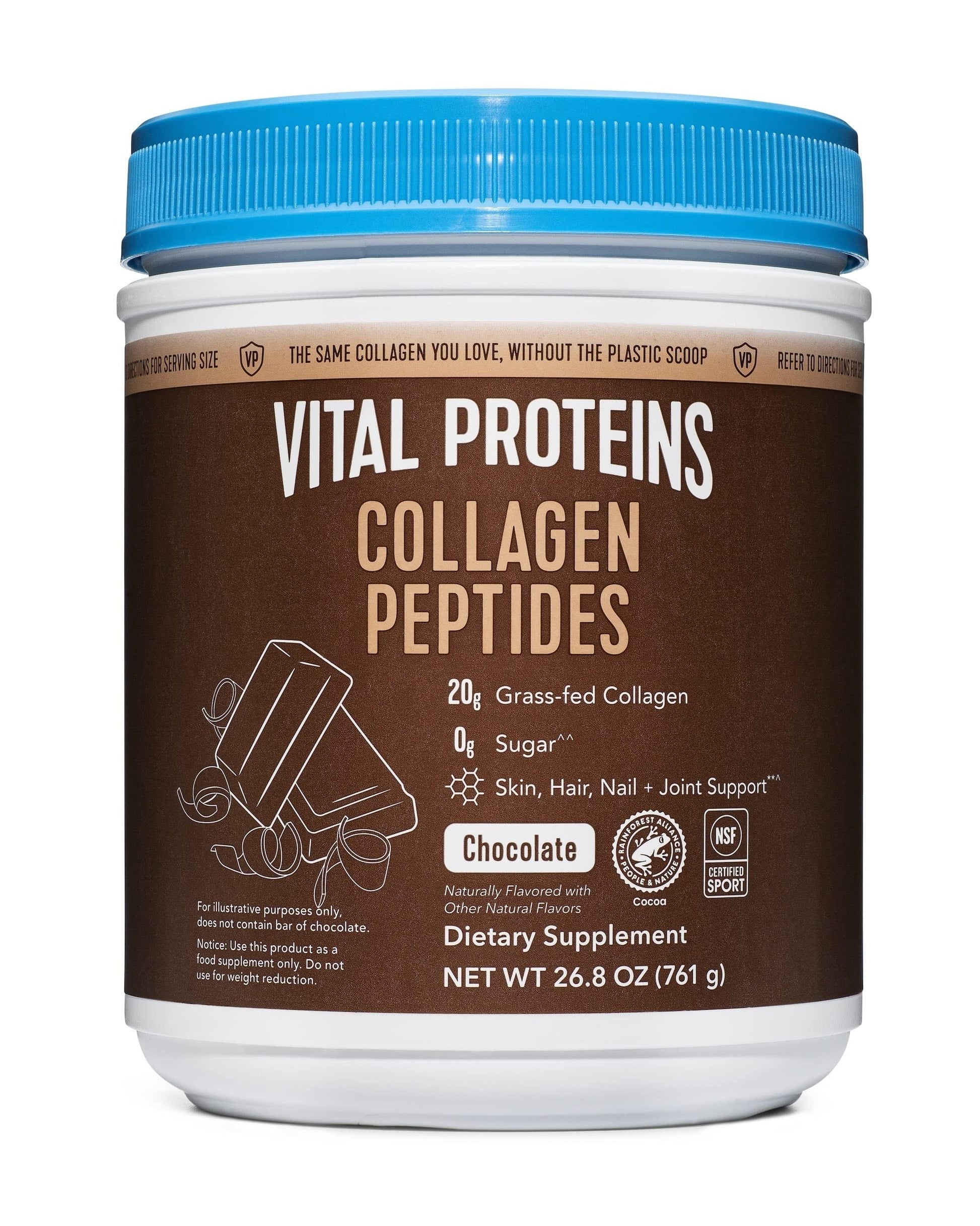 Vital Proteins Chocolate Collagen Powder Supplement (Type I, III) for Skin Hair Nail Joint