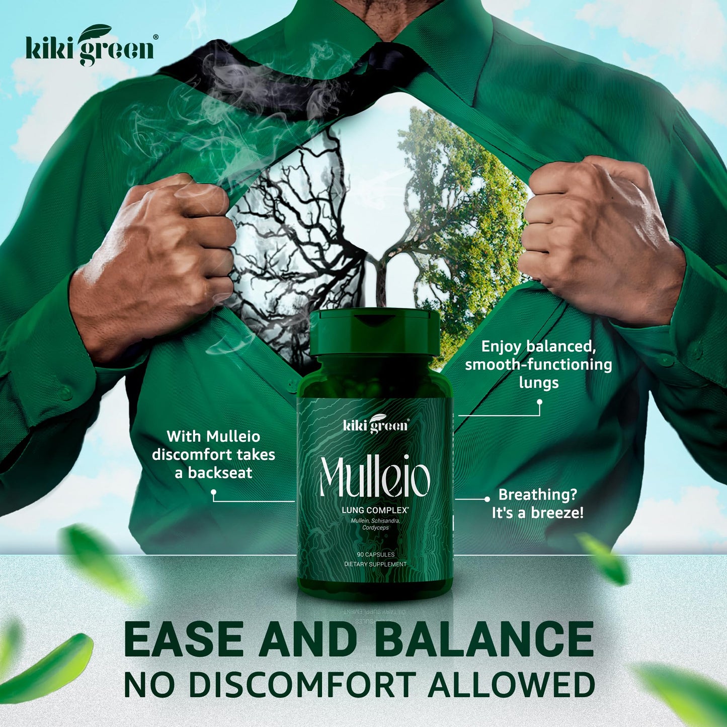 KIKI Green MULLEIO Lung Health Capsules: Herbal Supplement for Lung Cleanse, Better