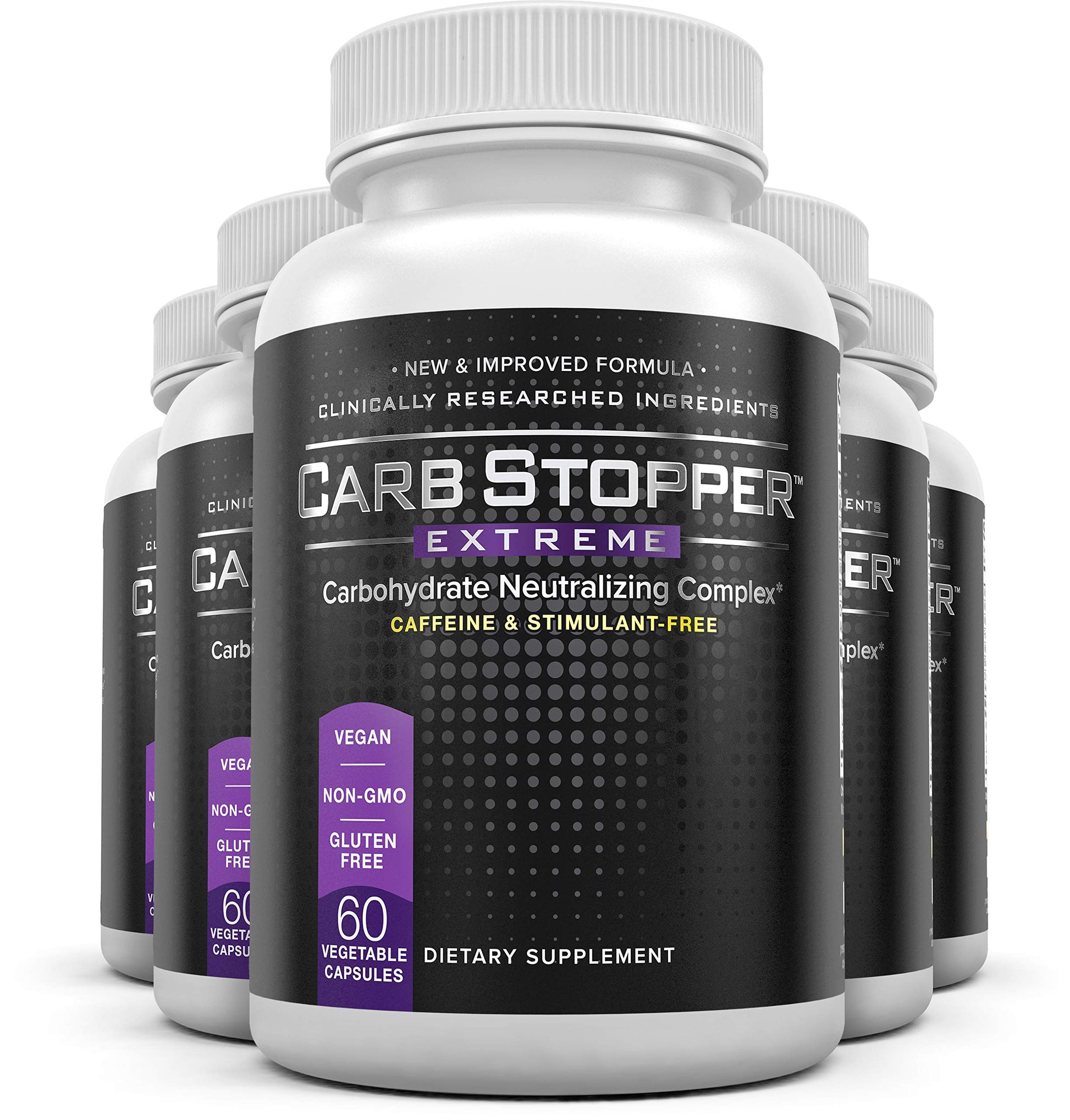 Carb Stopper Extreme (5 Bottles Maximum Strength, Natural Carbohydrate and Starch 