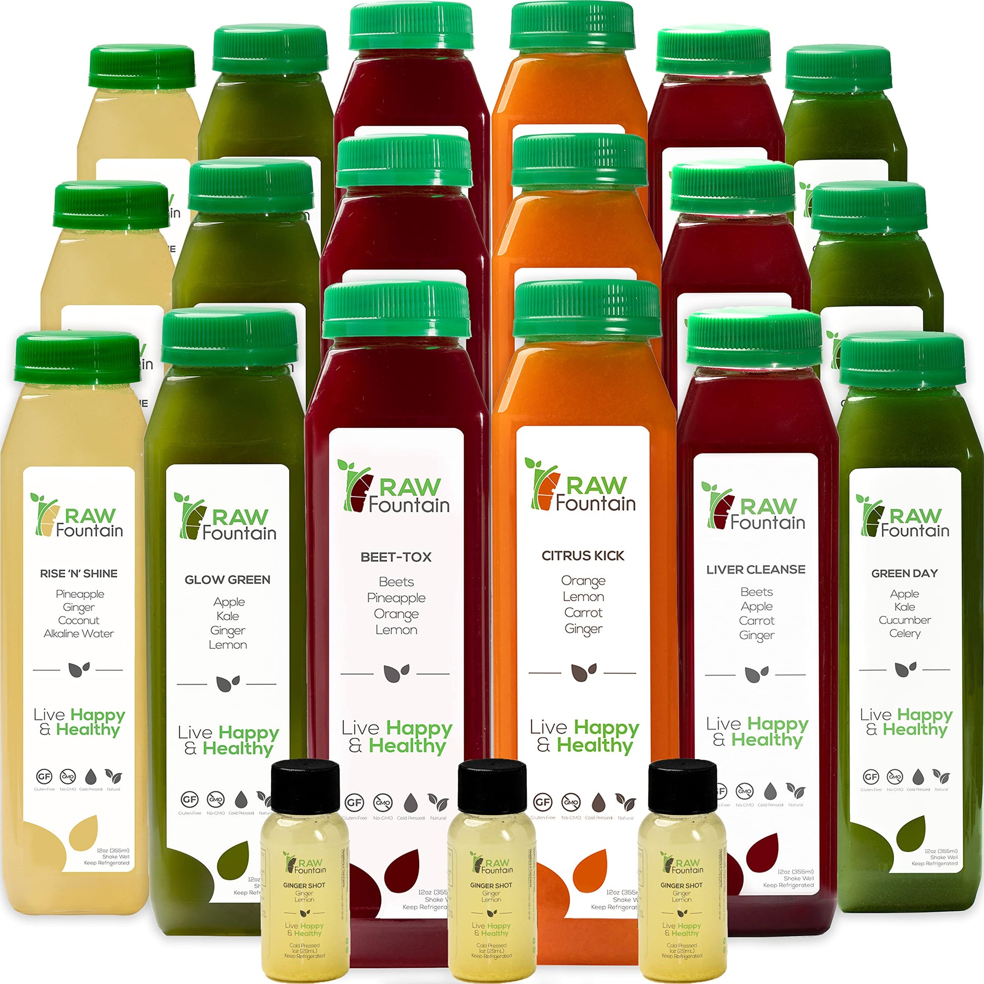 3 Day Juice Cleanse by Raw Fountain, All Natural Raw Detox Cleanse, Liquid Juice Diet