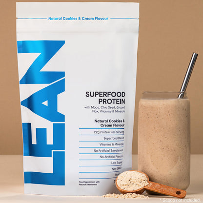 LEAN with Lilly Superfood Protein Vegan Protein Plant Based Protein Cookies and Cream Flavour 500g