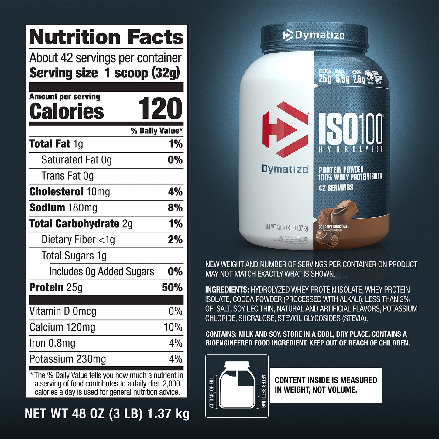 Dymatize ISO100 Hydrolyzed Protein Powder, 100% Whey Isolate Protein, 25g of Protein