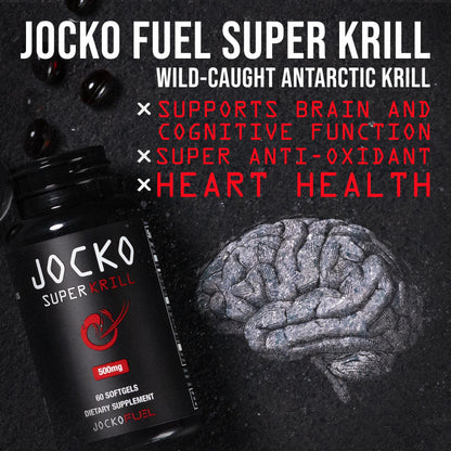 Jocko Fuel Antarctic Krill Oil Omega 3 Fatty Acid Supplements DHA & EPA - 1000mg Softgel