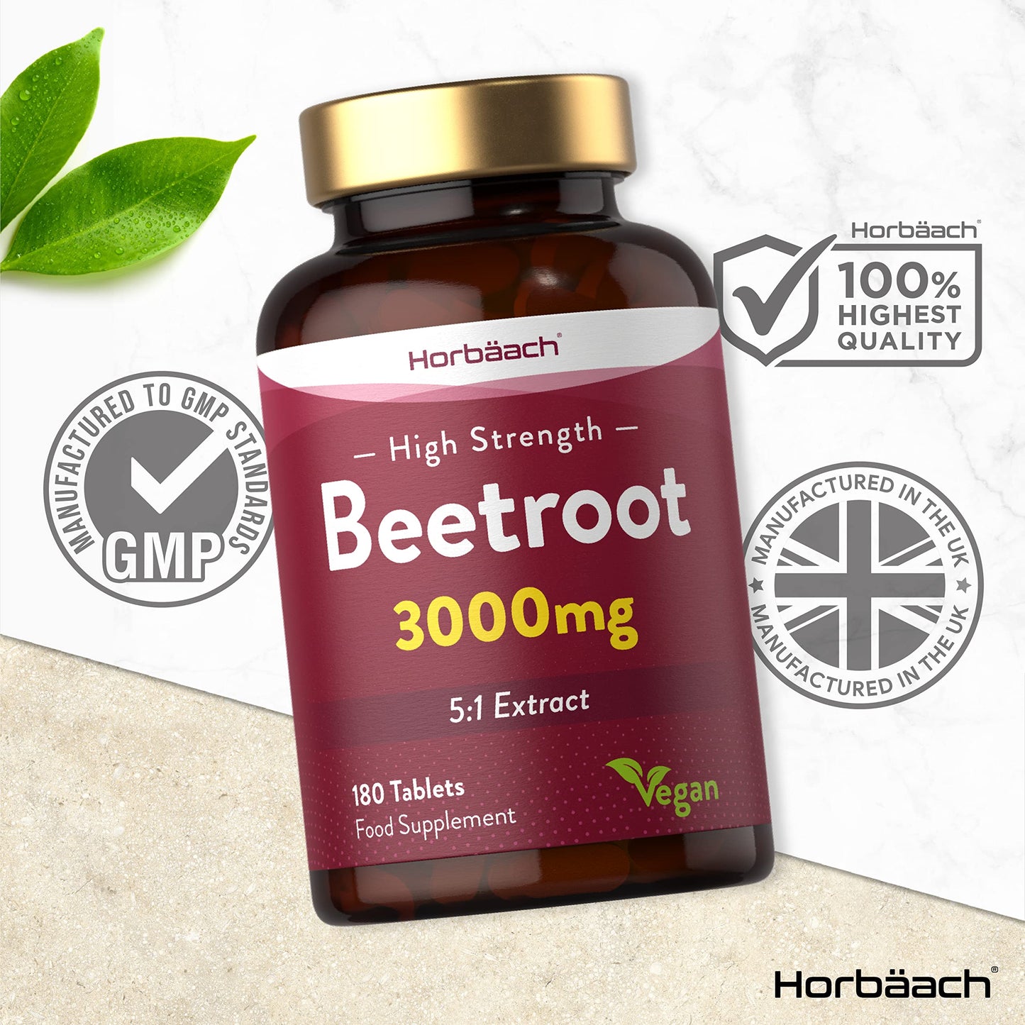 Beetroot Tablets 3000mg | 180 Count | High Strength 5:1 Extract Supplement | Nitric Oxide