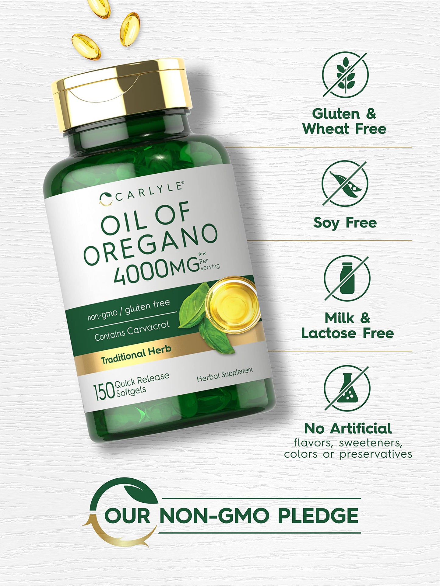 Oregano Oil Extract | Max Potency | 150 Softgel Capsules | Non-GMO and Gluten