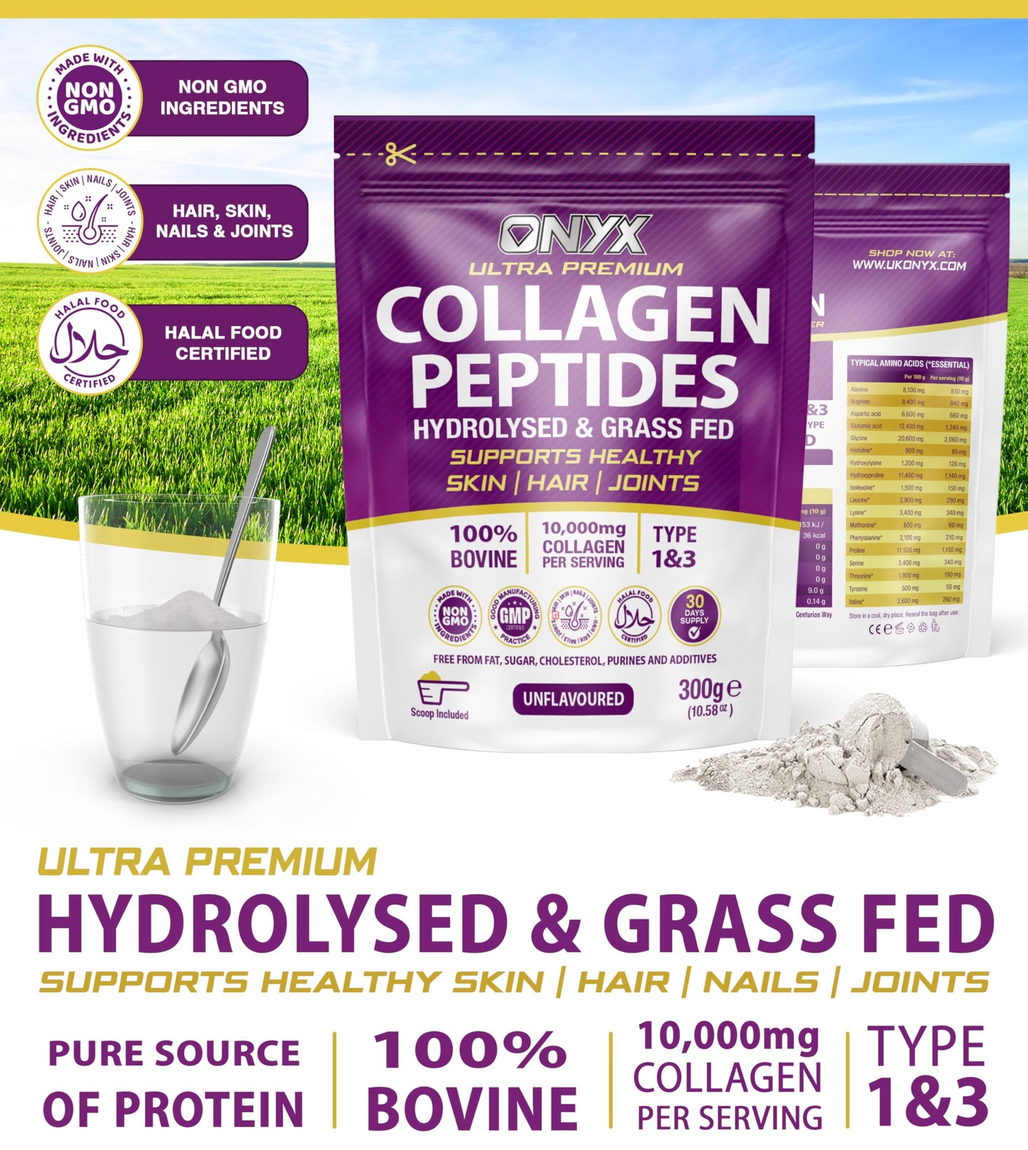 Collagen Powder 600g - 60 Servings - Collagen Peptides Supplement with High