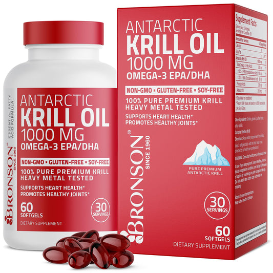 Bronson Antarctic Krill Oil 1000 mg with Omega-3s EPA, DHA, Astaxanthin