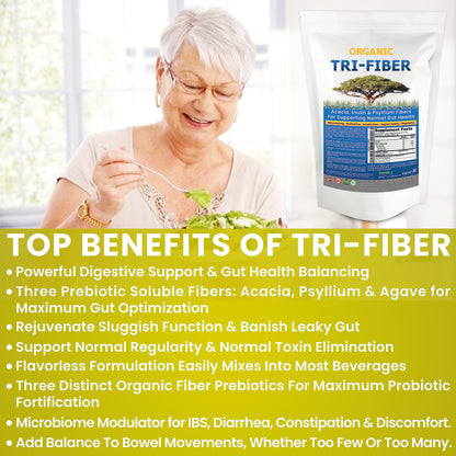 Kidney Restore Tri-Fiber Organic Soluble Fiber Powder, Unflavored High Fiber 3-in-1