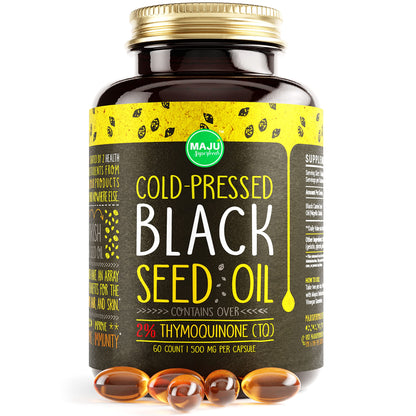 MAJU's Black Seed Oil Capsules - Cold Pressed, 2% Thymoquinone, 100% Turkish Black 