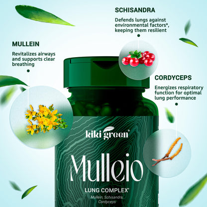 KIKI Green MULLEIO Lung Health Capsules: Herbal Supplement for Lung Cleanse, Better