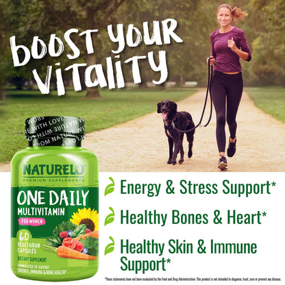 NATURELO One Daily Multivitamin for Women - Energy Support - Whole Food Supplement