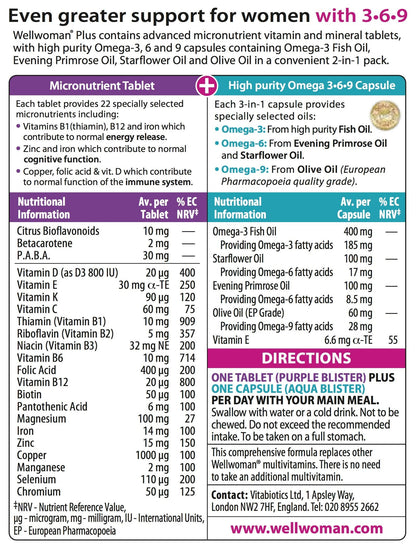 Vitabiotics Wellwoman Plus Omega 3 6 9 - 56 Tablets/Capsules