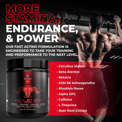 Violence Pre Workout Powder for Men - Precision Dosed Preworkout for Men & Women