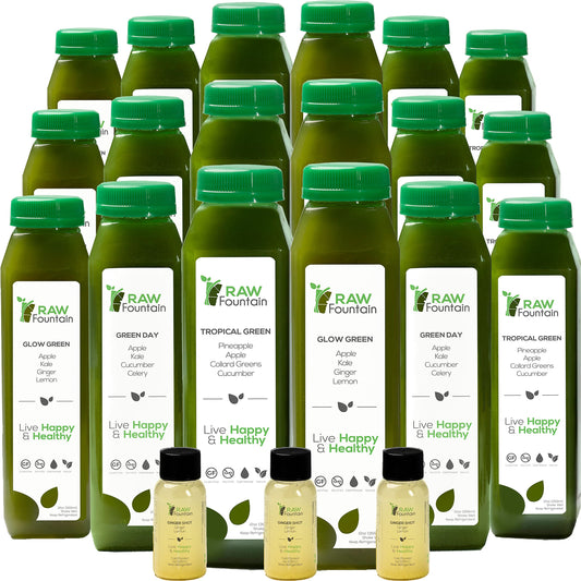 Raw Fountain 5 Day Green Juice Cleanse, All Natural Raw, Vegan Detox, Cold Pressed 