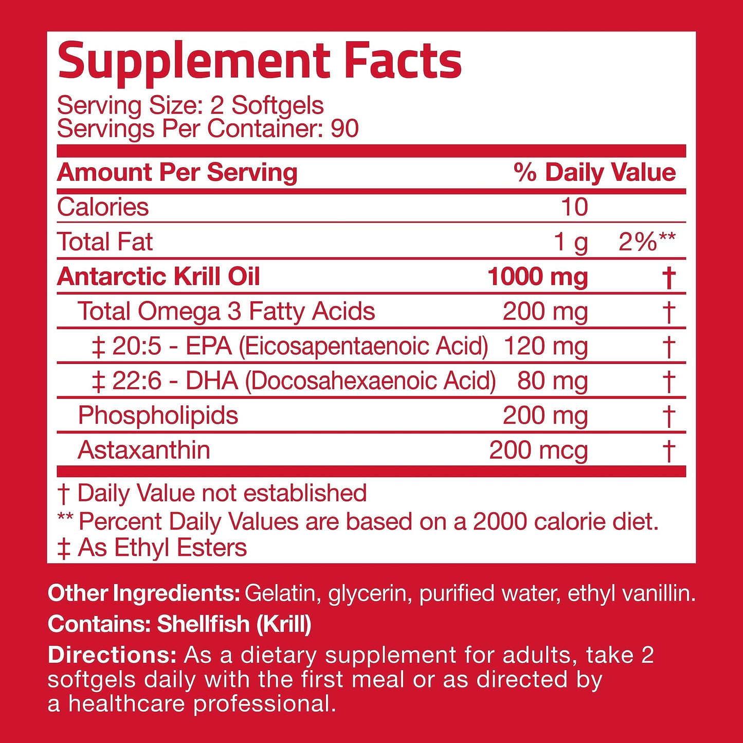 Bronson Antarctic Krill Oil 1000 mg with Omega-3s EPA, DHA, Astaxanthin and Phospholipid