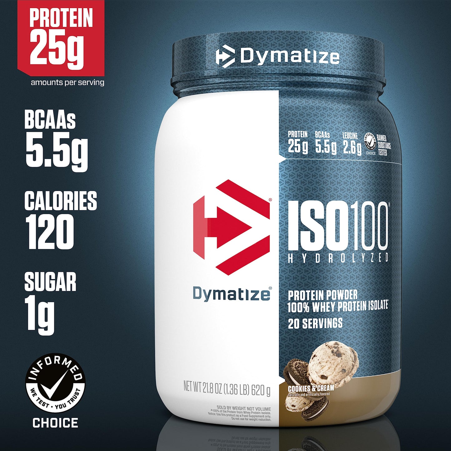 Dymatize ISO100 Hydrolyzed Protein Powder, 100% Whey Isolate Protein, 25g of Protein