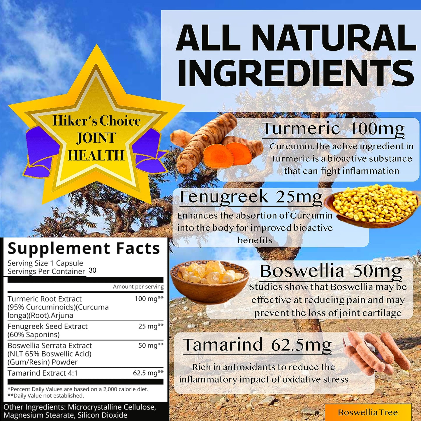 Native Source Joint Support Supplement - Turmeric - Tamarind - Boswellia - Fenugreek