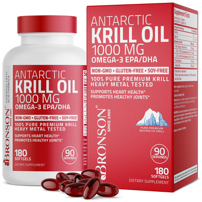 Bronson Antarctic Krill Oil 1000 mg with Omega-3s EPA, DHA, Astaxanthin and Phospholipid