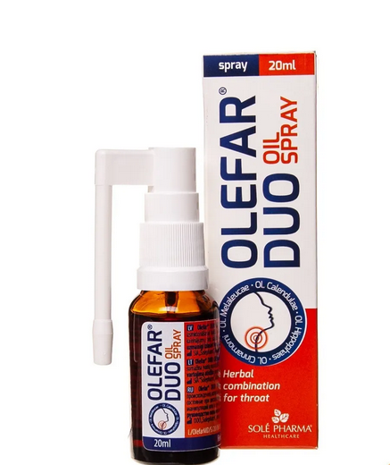 OLEFAR Duo Herbal Oil Throat Spray Combination 20ml Cough Pain Relief