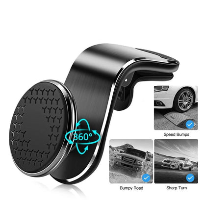 Magnetic Air Vent Clip Phone Holder - 360° Rotation - Universal Support