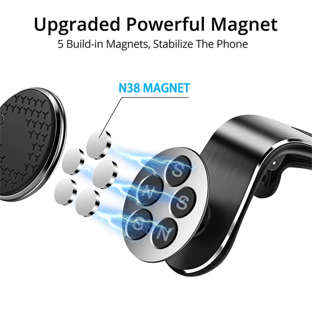 Magnetic Air Vent Clip Phone Holder - 360° Rotation - Universal Support