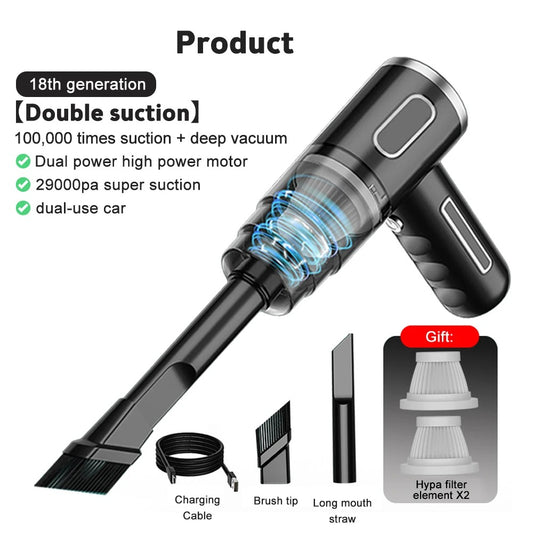 29000Pa Wireless Car Vacuum Cleaner Strong Suction Dust Catcher Cordless Handheld