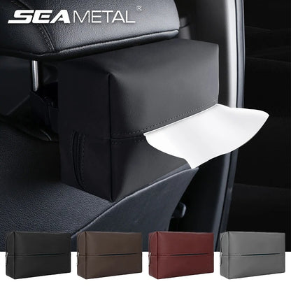 SEAMETAL Car Tissue Box Holder Nappa Leather Car Center Console Armrest Napkin