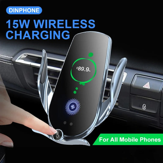 Universal Car Cell Phone Holder Bracket 15W Wireless Charging Handsfree Phone Holder