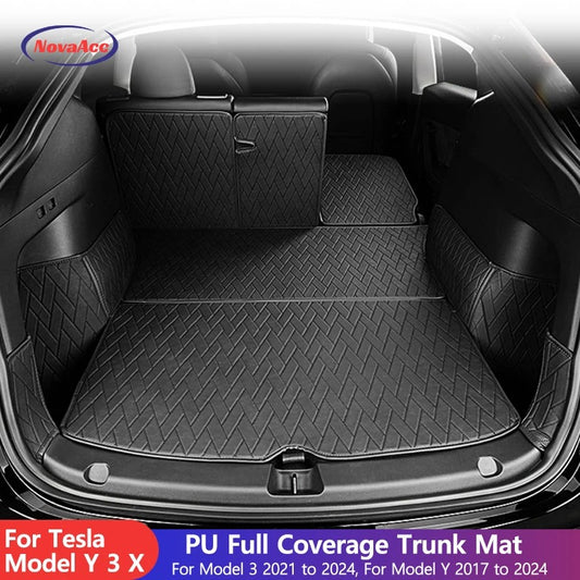 New Leather Trunk Mats Fully Surrounded Waterproof Non-Slip Liner Custom Floor mat for Tesla Model