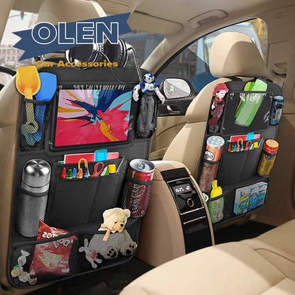 Car Backseat Organizer with Touch Screen Tablet Holder Auto Storage Pockets Cover Car