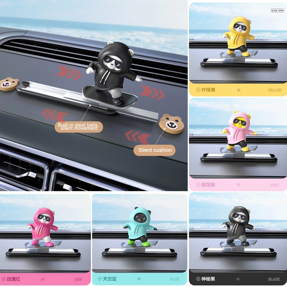 New Upgraded Skateboard Bear Car Ornaments Silent Sliding With Driving Cute Doll